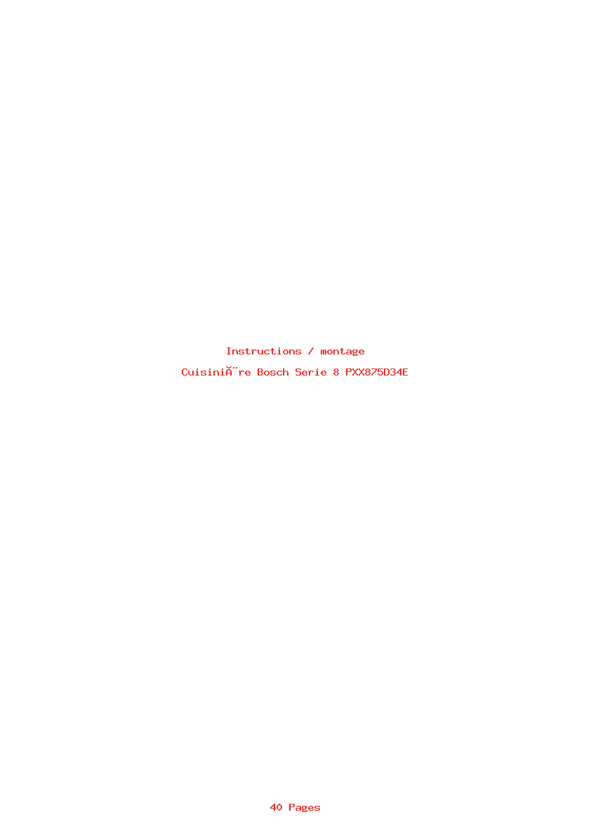 Page 1 de la notice Instructions / montage Bosch Serie 8 PXX875D34E