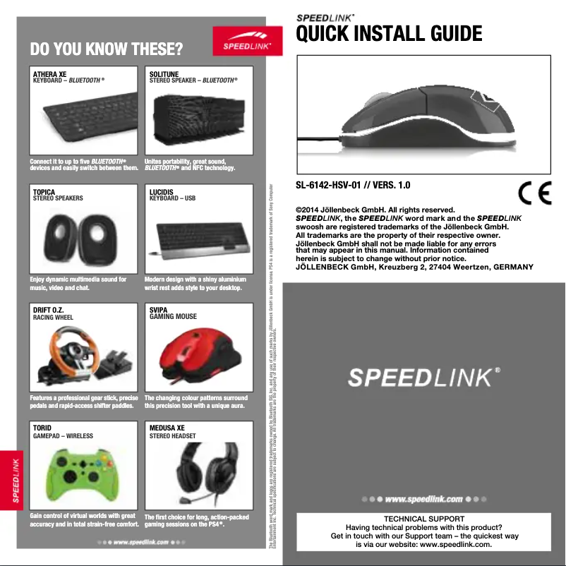 Page 1 of the manual User Manual Speed-Link SNAPPY