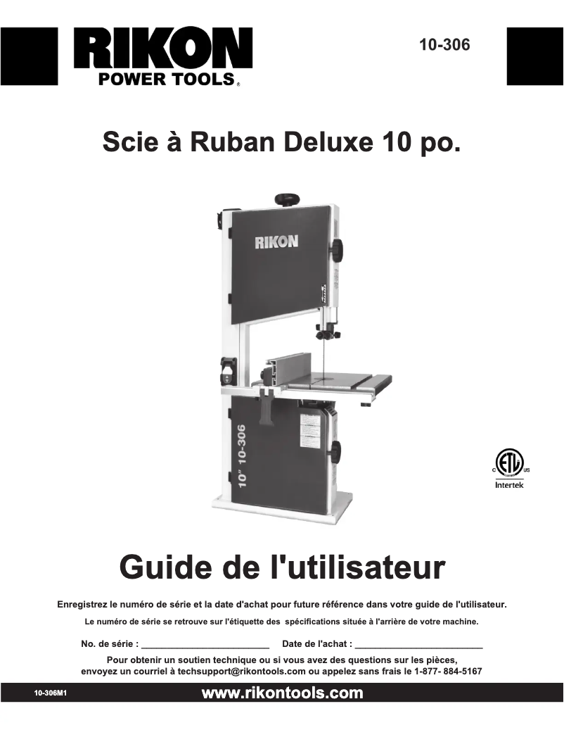 Page 1 de la notice Manuel utilisateur RIKON 10-306