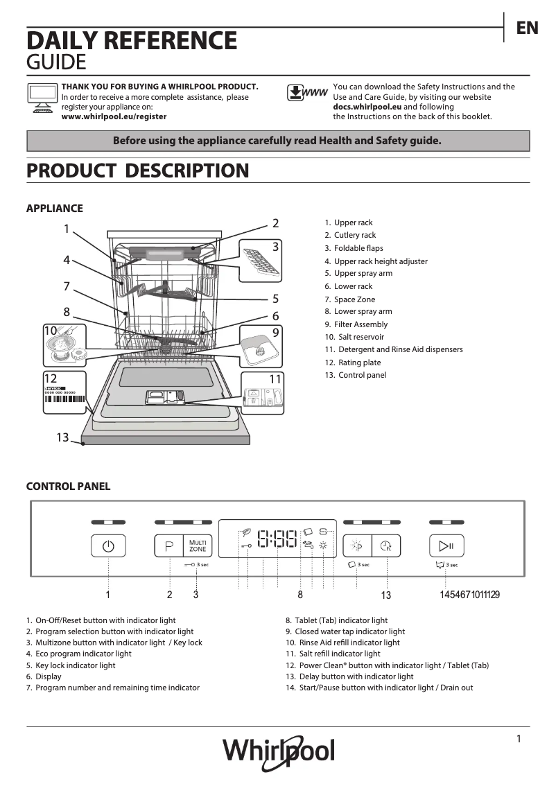 Página 1 del manual Manual de usuario Whirlpool WKBO 3T123 PF B