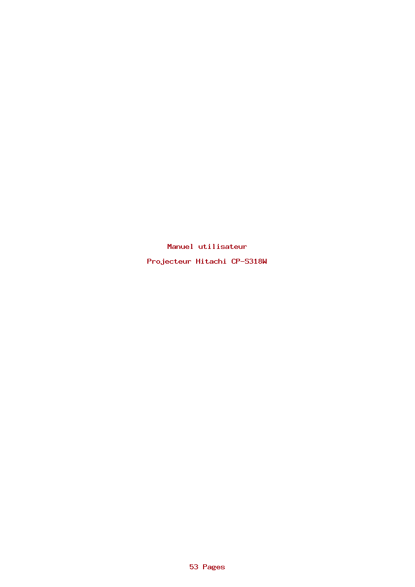 Page 1 de la notice Manuel utilisateur Hitachi CP-S318W