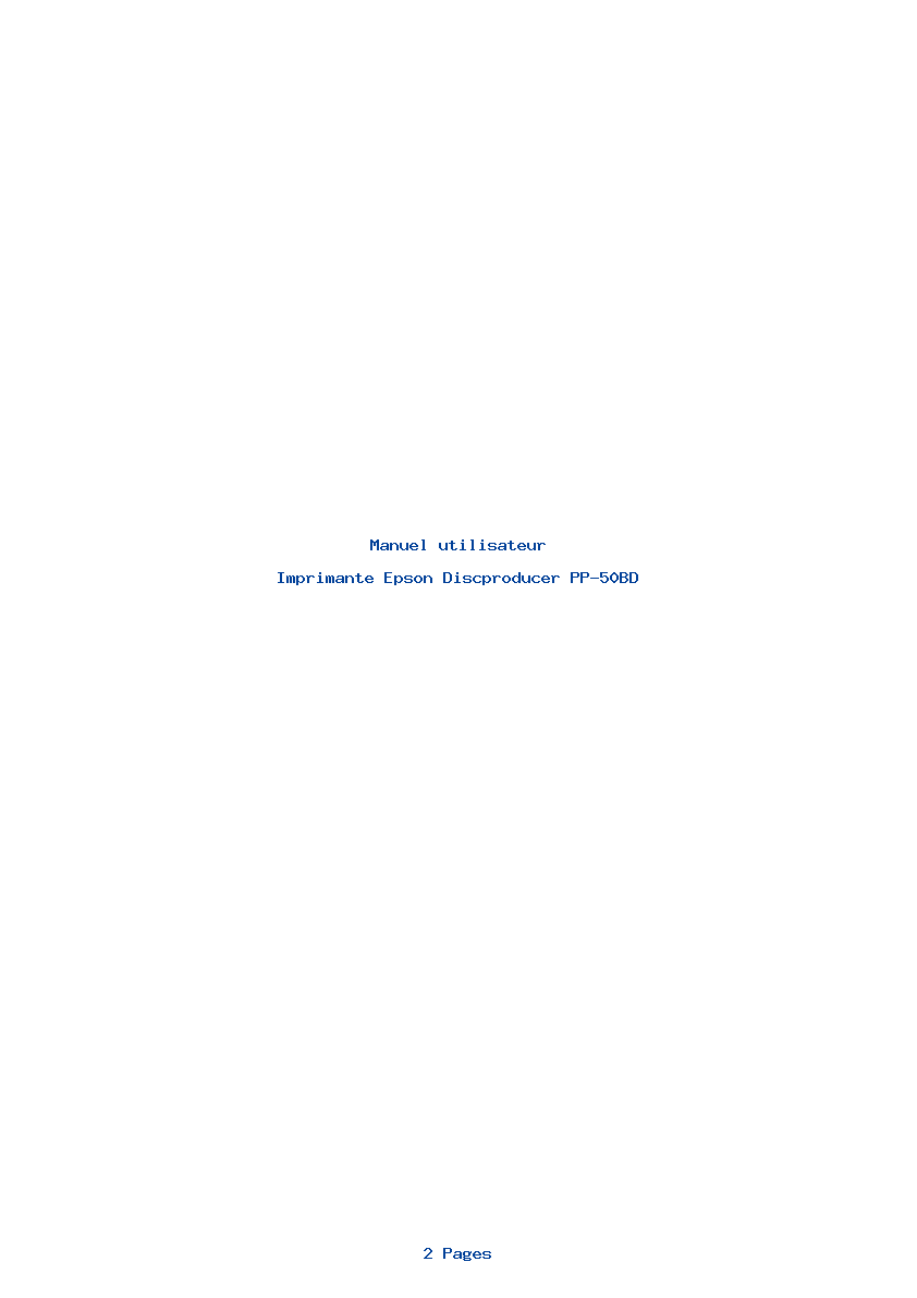 Page 1 de la notice Manuel utilisateur Epson Discproducer PP-50BD