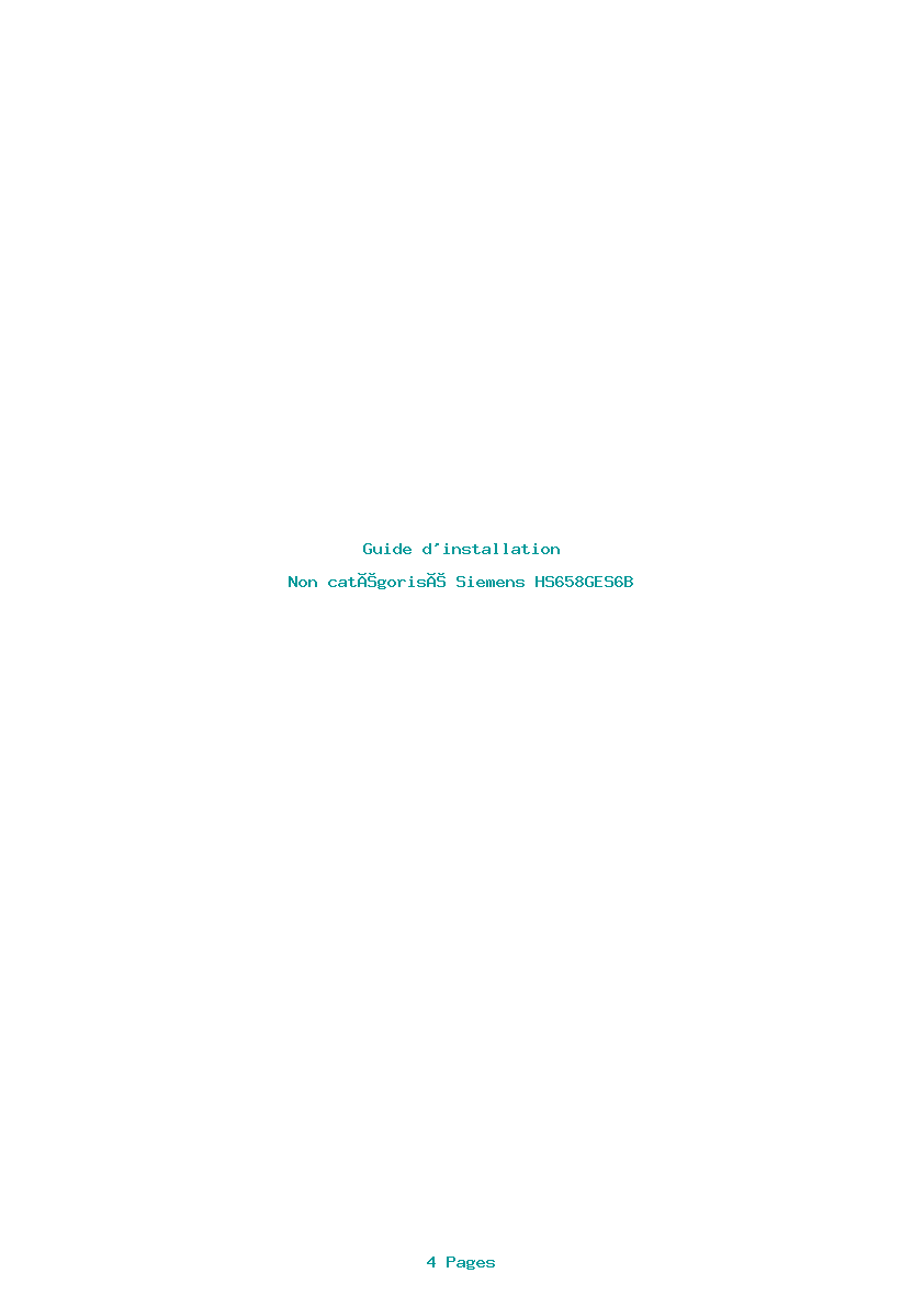 Page 1 de la notice Guide d'installation Siemens HS658GES6B