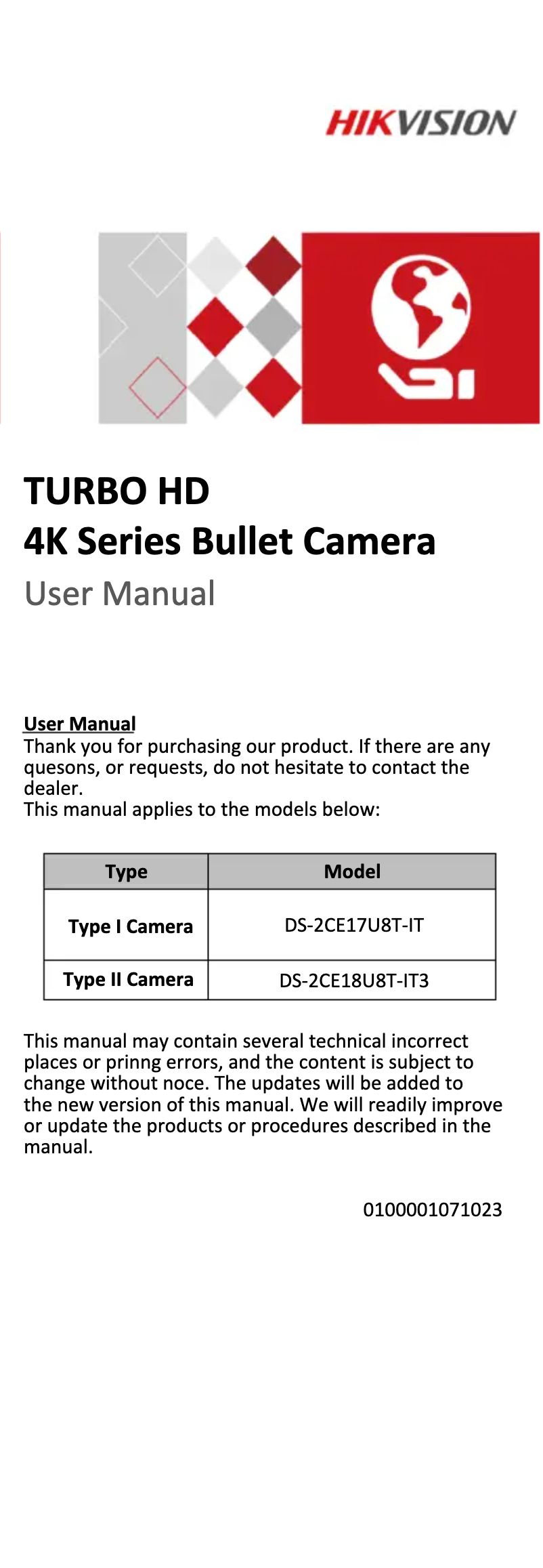 Página 1 del manual Manual de instrucciones Hikvision DS-2CE17U8T-IT