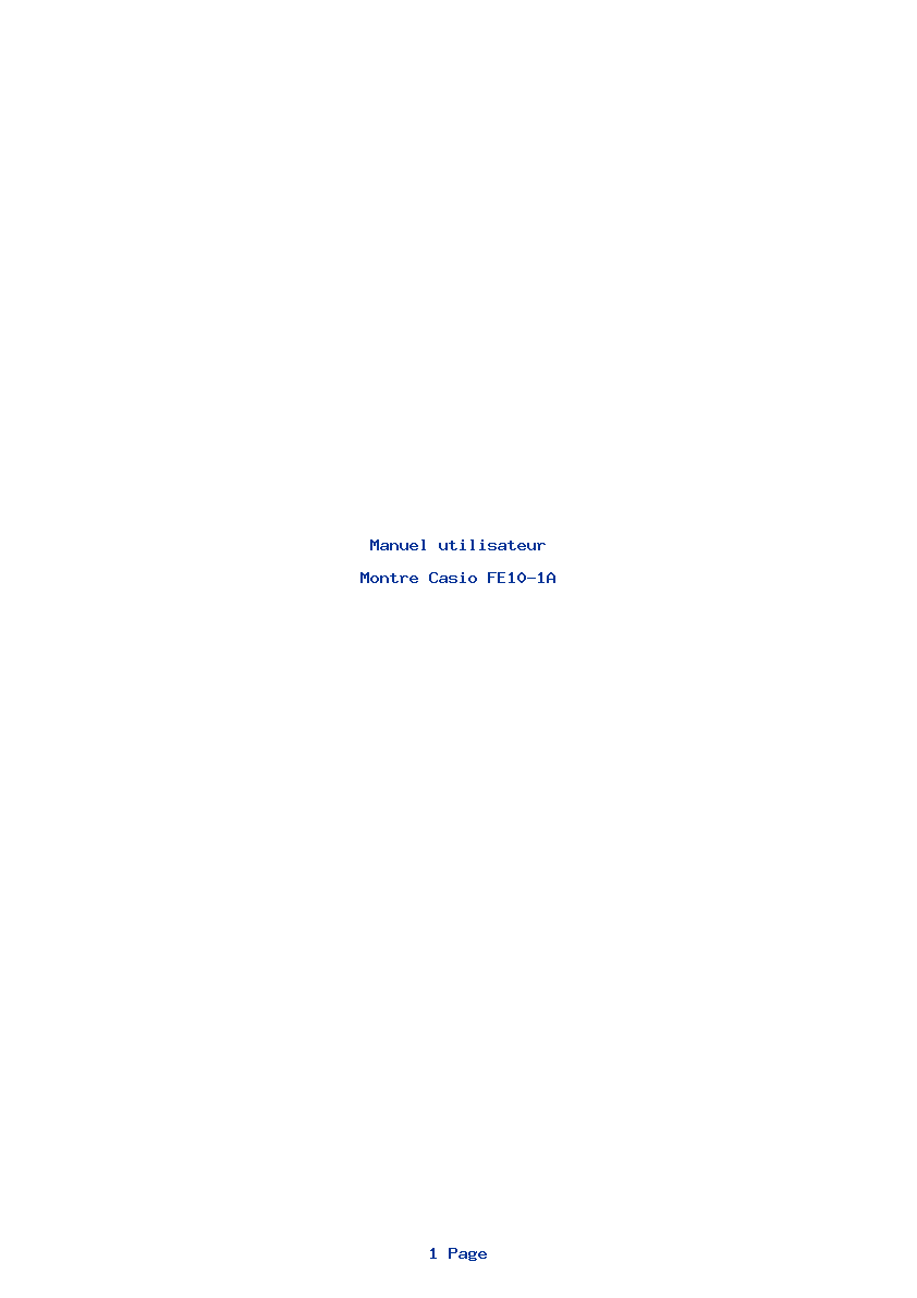 Page 1 de la notice Manuel utilisateur Casio FE10-1A