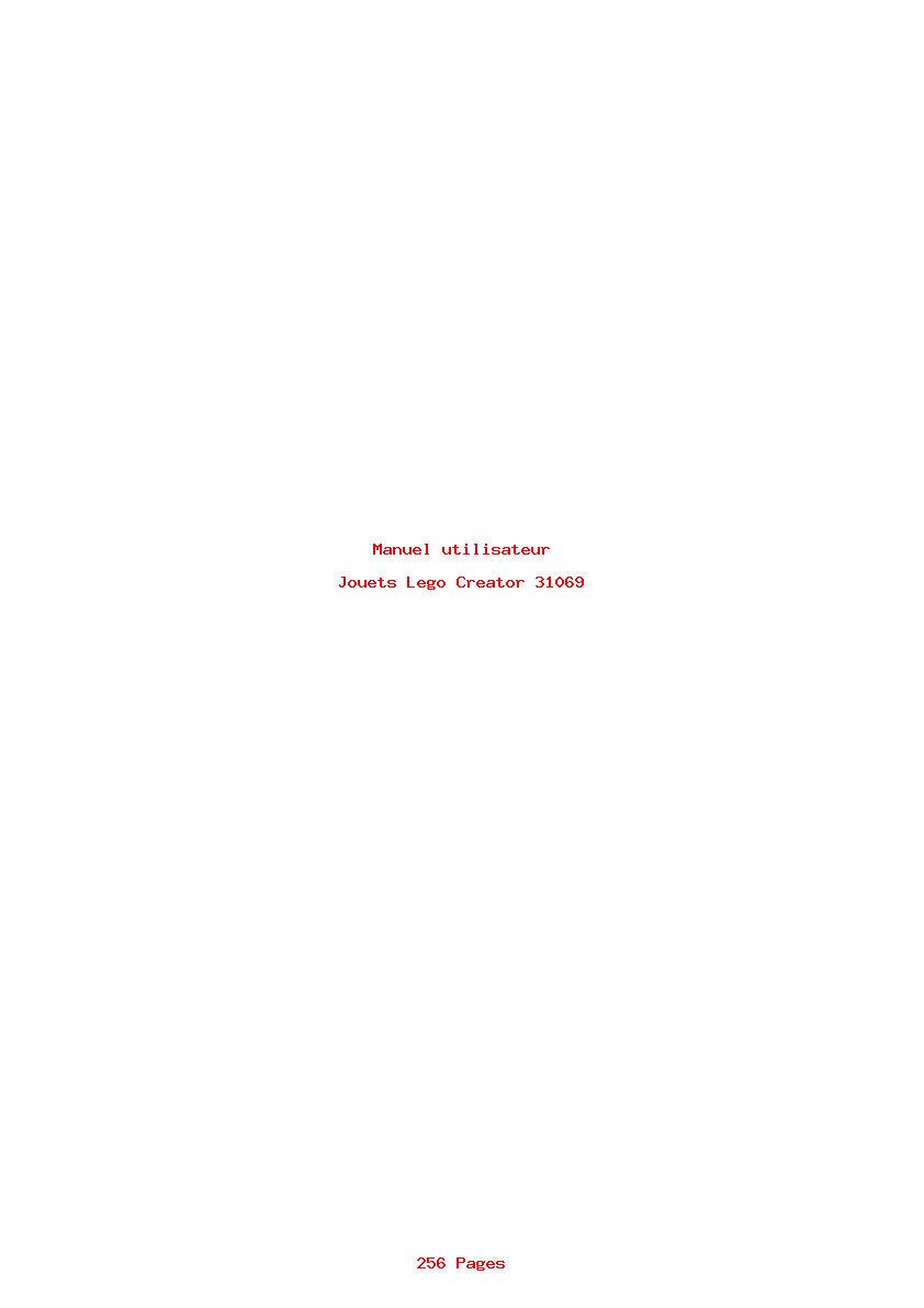 Page 1 de la notice Manuel utilisateur Lego Creator 31069