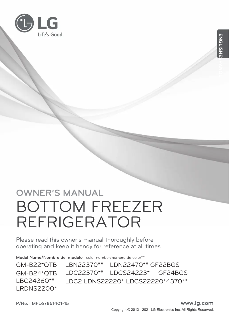 Page 1 de la notice Manuel utilisateur LG LDCS22220S