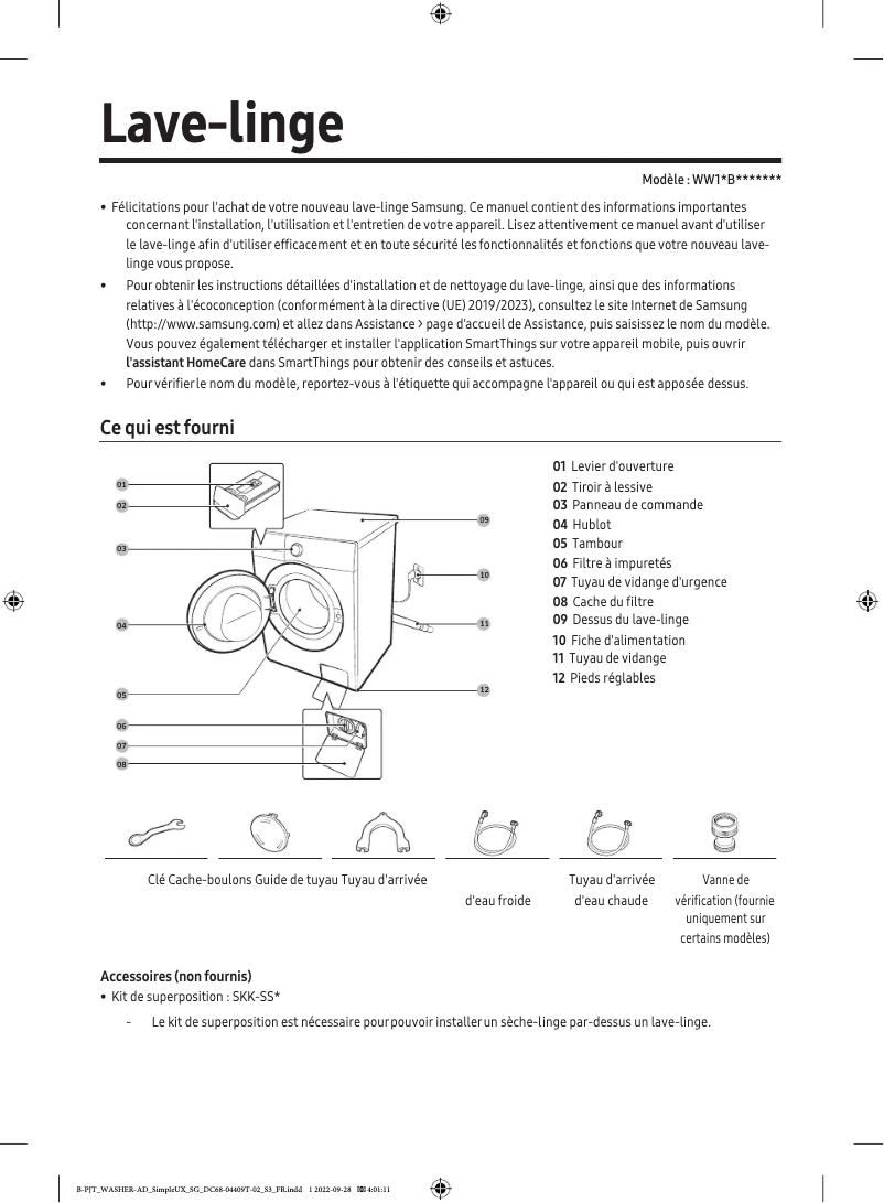 Página 1 del manual Manual de usuario Samsung WW11BB534DTW