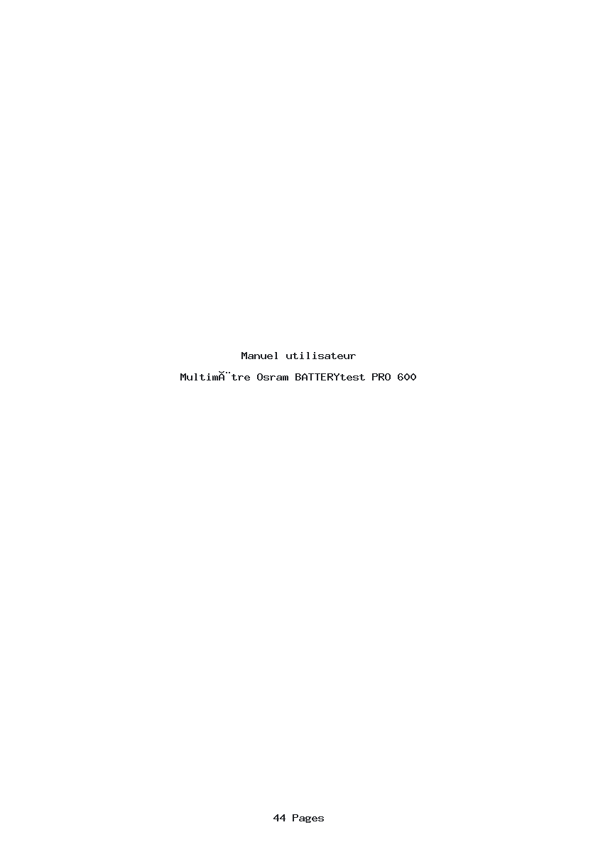 Page 1 de la notice Manuel utilisateur Osram BATTERYtest PRO 600