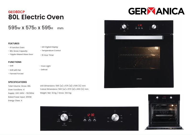 Page 1 de la notice Fiche technique Germanica GEO80CP