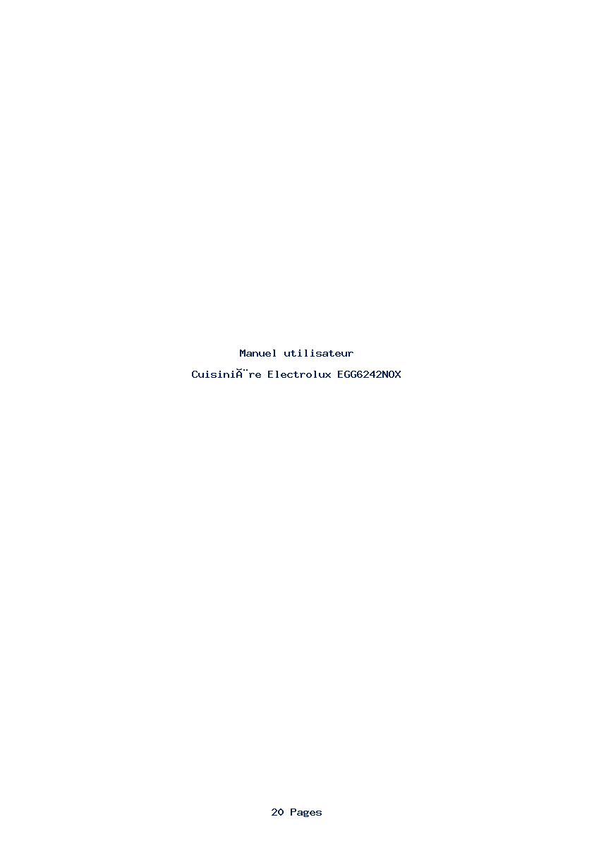 Page 1 de la notice Manuel utilisateur Electrolux EGG6242NOX