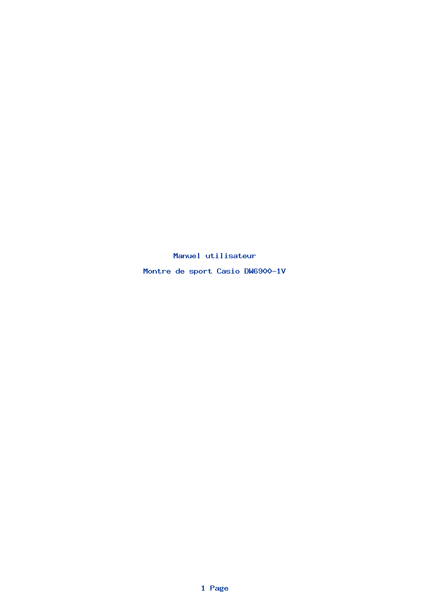Page 1 de la notice Manuel utilisateur Casio DW6900-1V