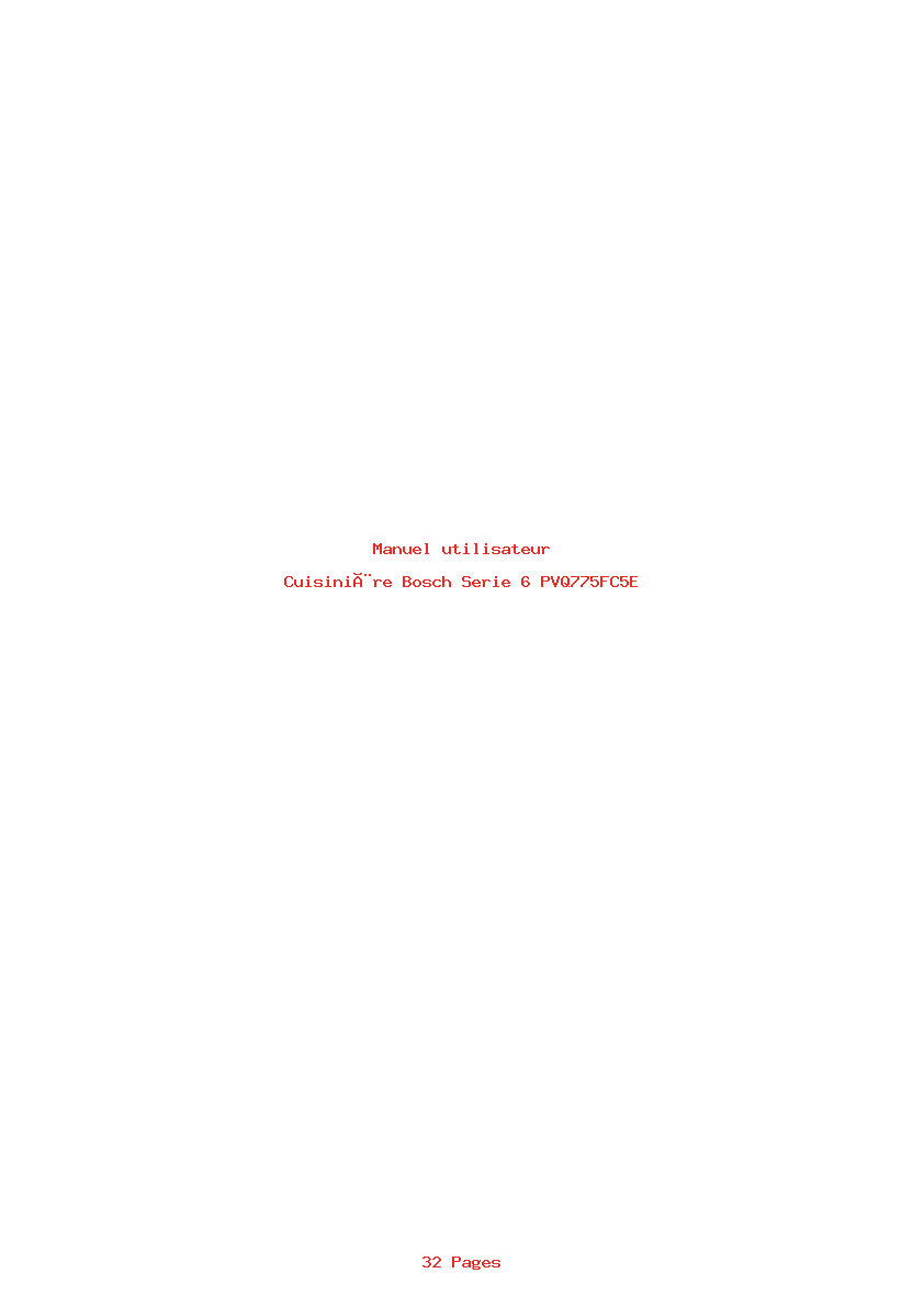 Page 1 de la notice Manuel utilisateur Bosch Serie 6 PVQ775FC5E