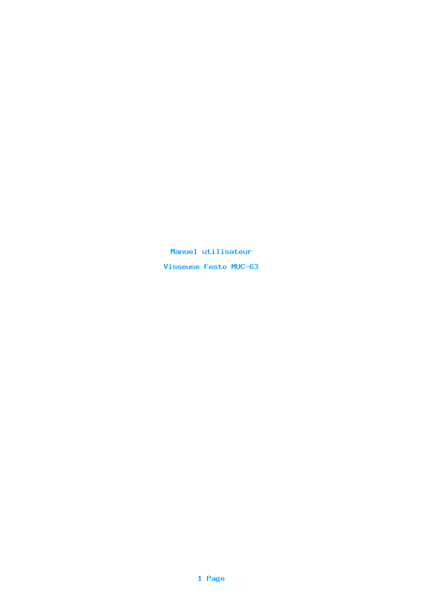 Page 1 de la notice Manuel utilisateur Festo MUC-63