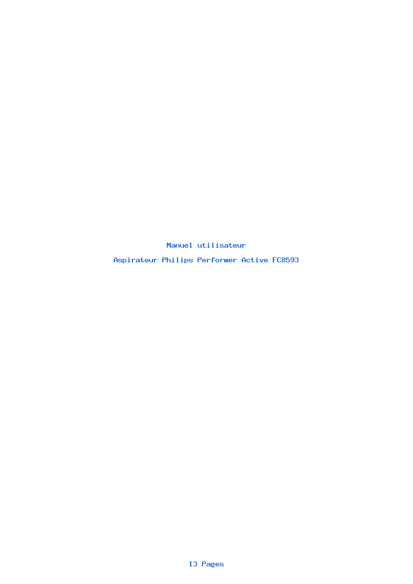 Page 1 de la notice Manuel utilisateur Philips Performer Active FC8593