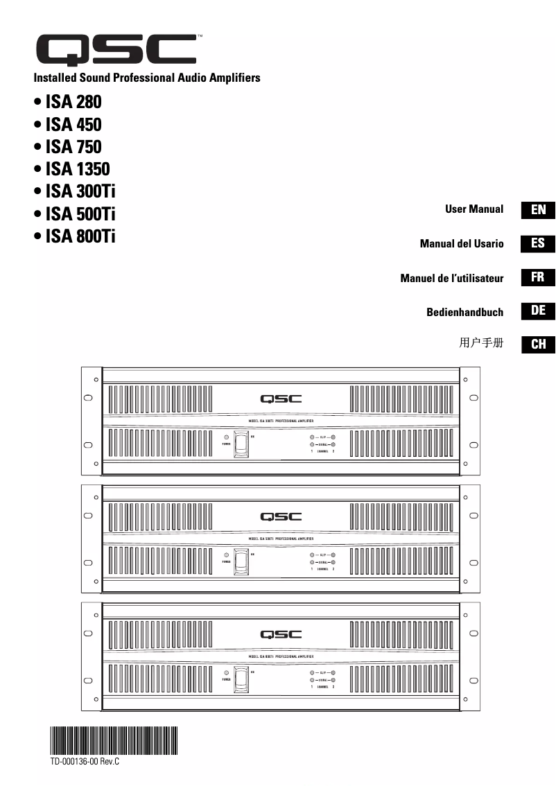 Page 1 de la notice Manuel utilisateur QSC ISA280