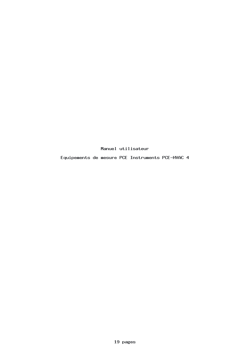 Page 1 de la notice Manuel utilisateur PCE Instruments PCE-HVAC 4