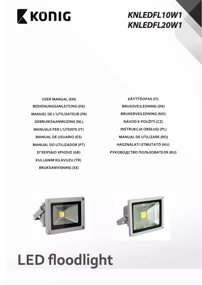 Page 1 de la notice Manuel utilisateur Konig KNLEDFL10W1