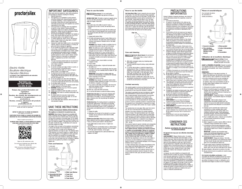 Página 1 del manual Manual de usuario Proctor Silex 41002F