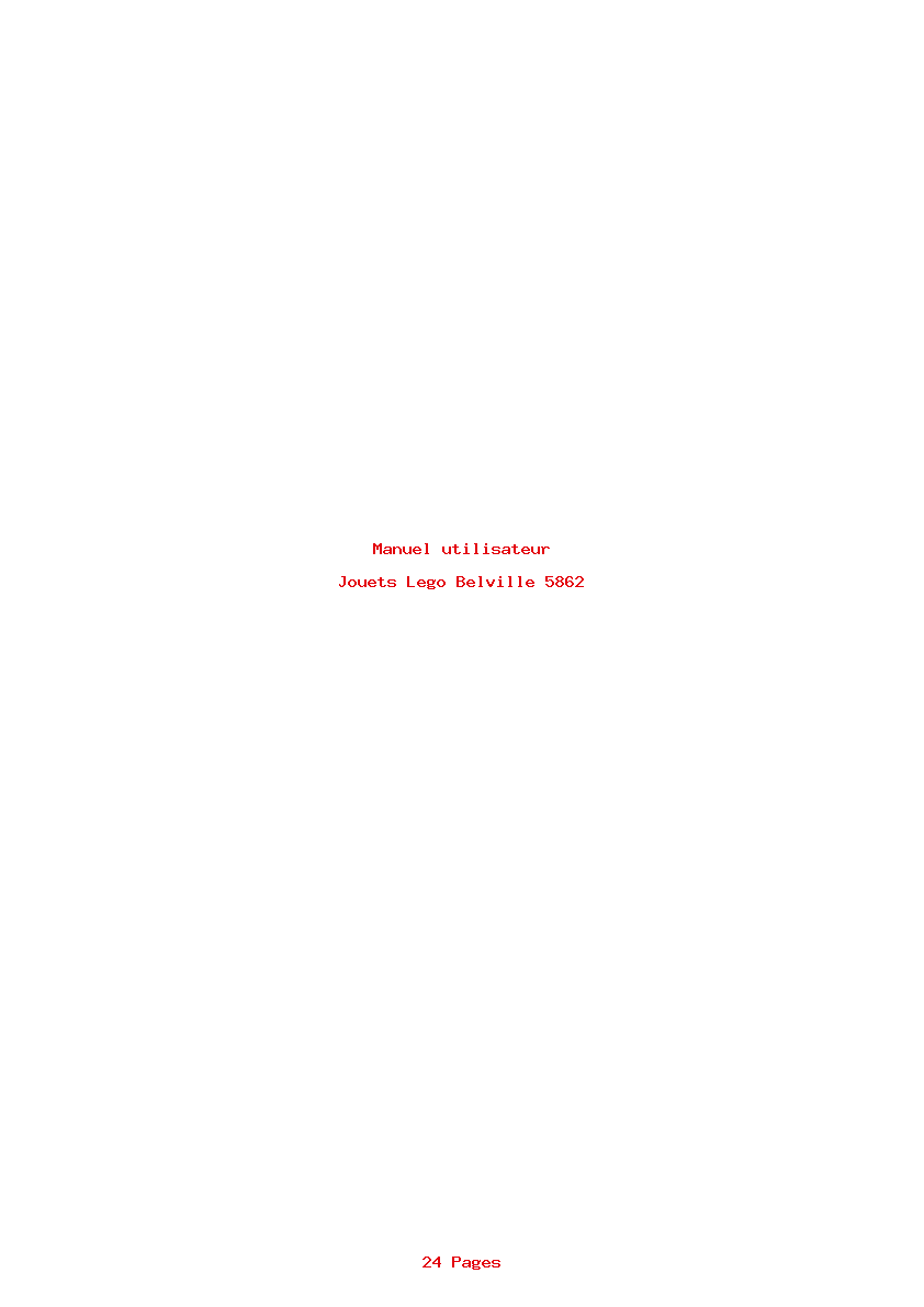 Page 1 de la notice Manuel utilisateur Lego Belville 5862