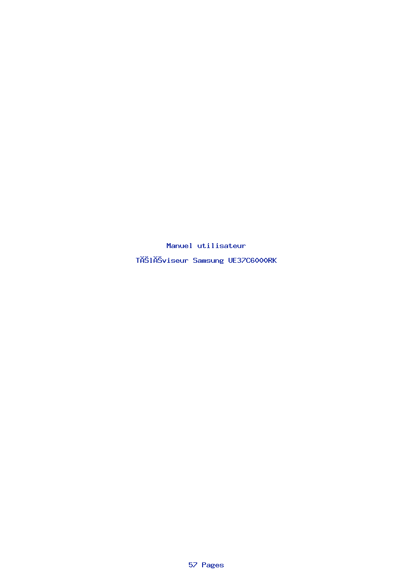 Page 1 de la notice Manuel utilisateur Samsung UE37C6000RK