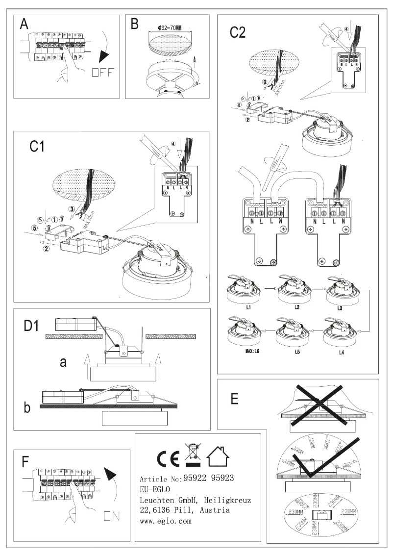 Page 1 de la notice Manuel utilisateur Eglo Pineda 1