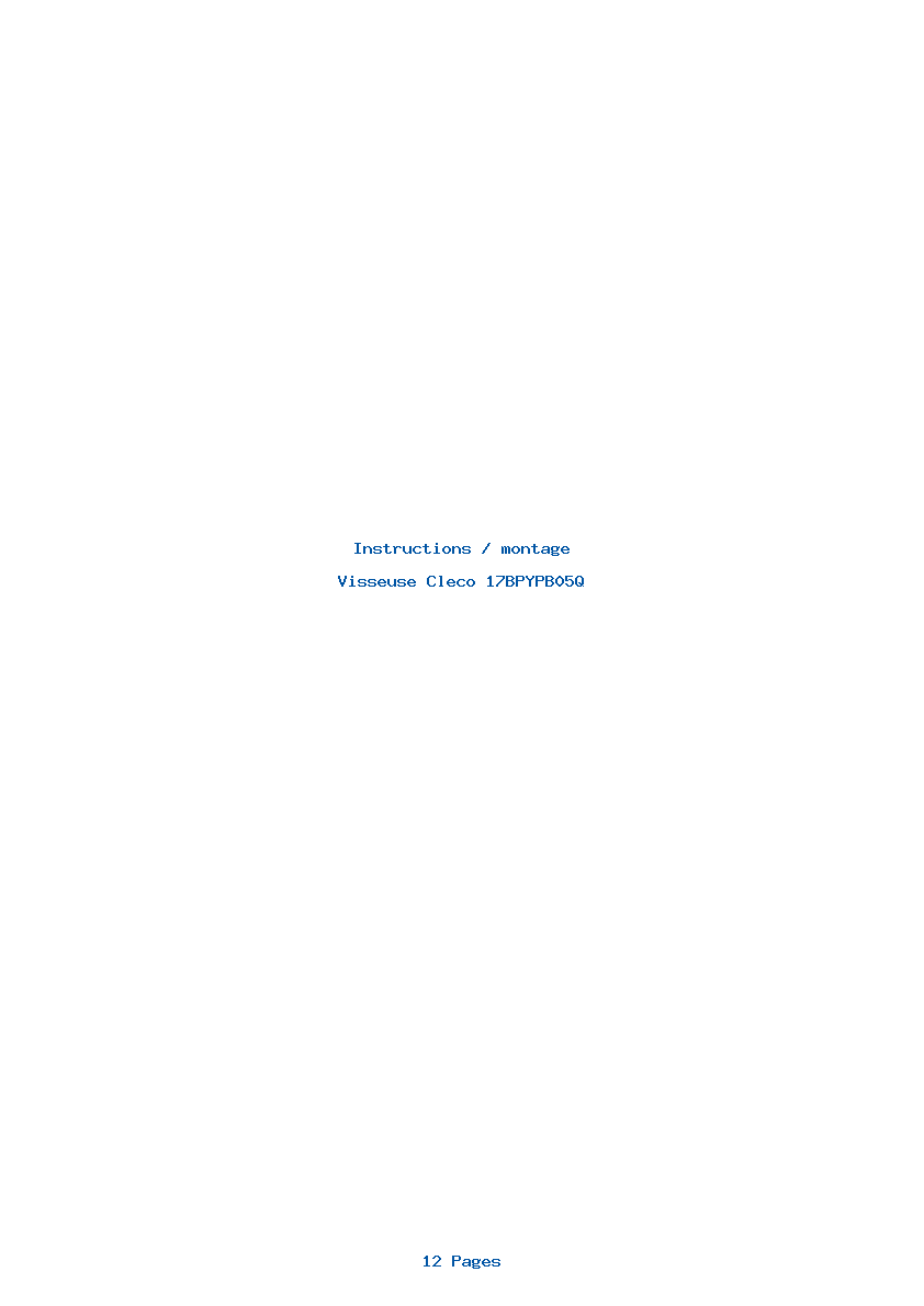 Page 1 de la notice Instructions / montage Cleco 17BPYPB05Q