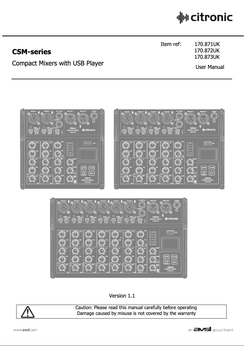 Page 1 de la notice Manuel utilisateur Citronic CSM-4