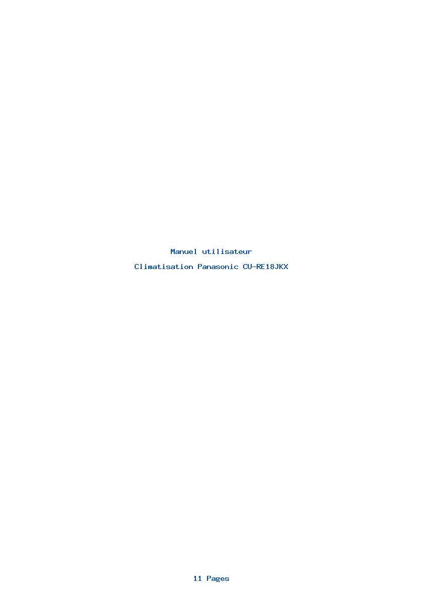 Page 1 de la notice Manuel utilisateur Panasonic CU-RE18JKX