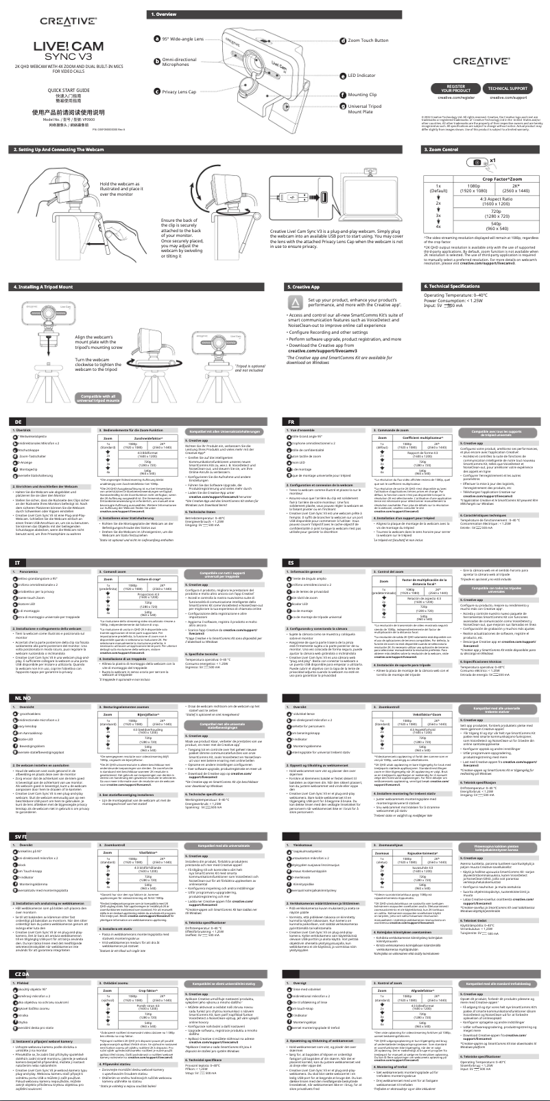 Page 1 de la notice Guide de démarrage rapide Creative Live! Cam Sync V3