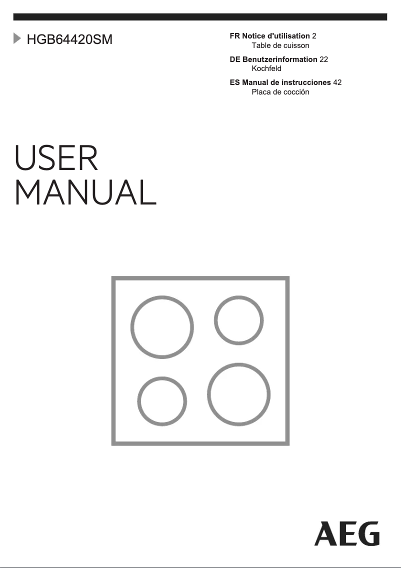 Page 1 de la notice Manuel utilisateur AEG HGB64420SM