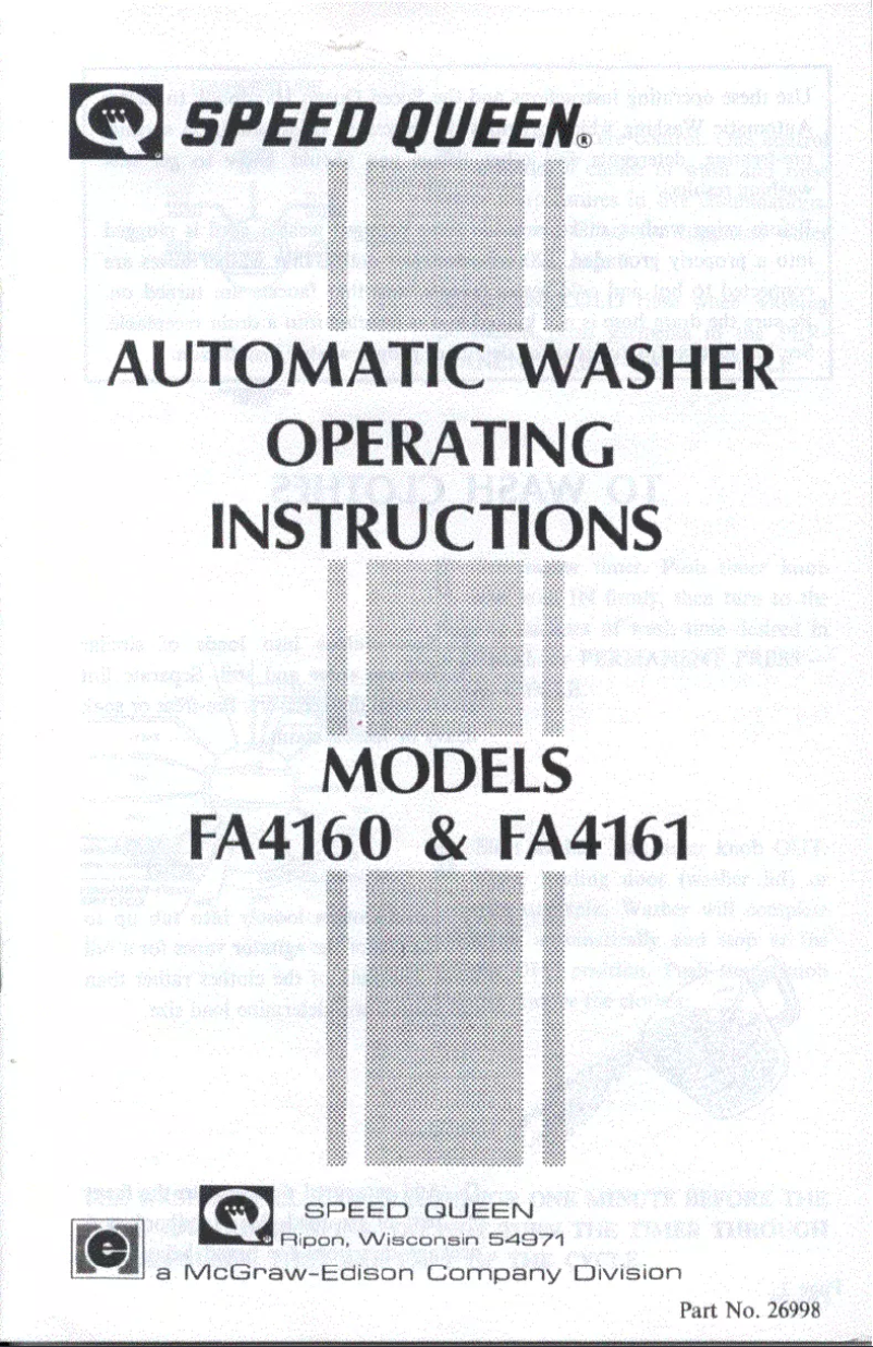 Página 1 del manual Manual de usuario Speed Queen FA4160