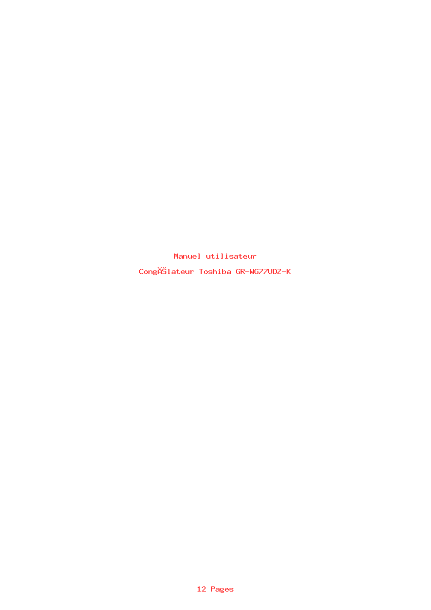 Page 1 de la notice Manuel utilisateur Toshiba GR-WG77UDZ-K