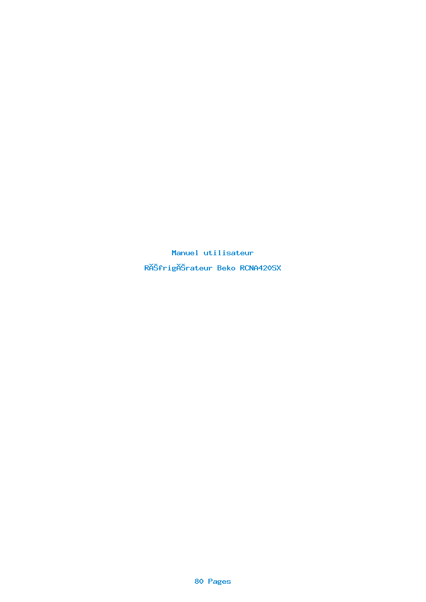 Page 1 de la notice Manuel utilisateur Beko RCNA420SX