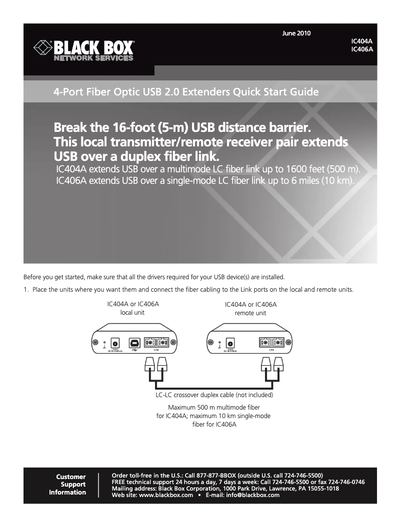 Page 1 de la notice Manuel utilisateur Black Box IC406A