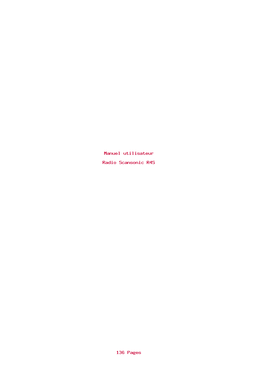 Page 1 de la notice Manuel utilisateur Scansonic R4S