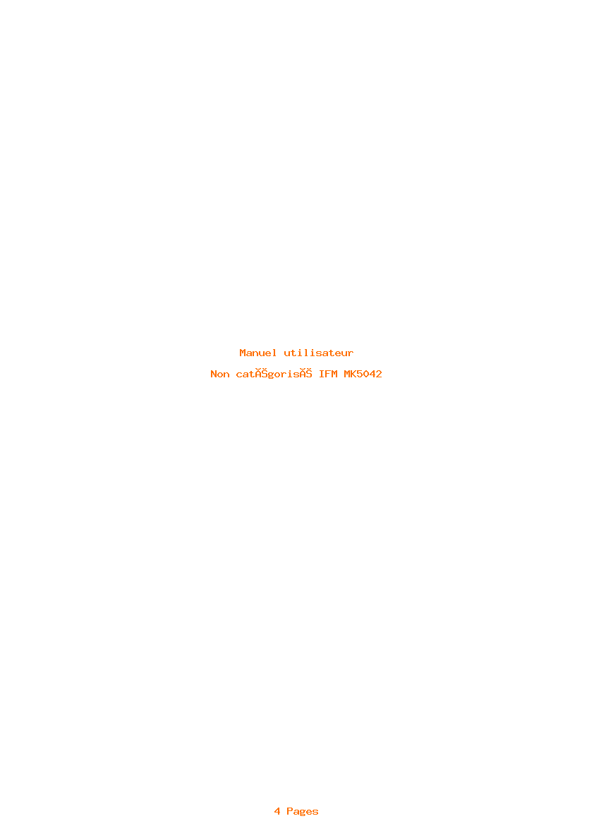 Page 1 de la notice Manuel utilisateur IFM MK5042