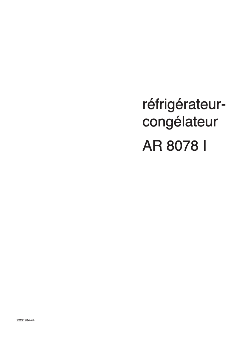 Página 1 del manual Manual de usuario Arthur Martin-Electrolux AR8076I