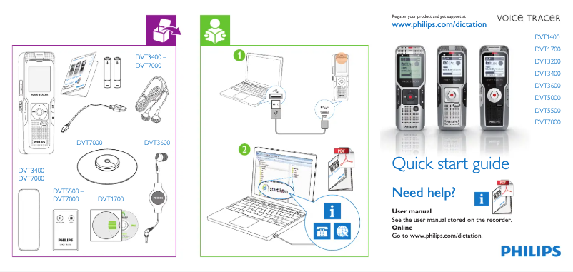 Página 1 del manual Manual de usuario Philips Voice Tracer DVT1700