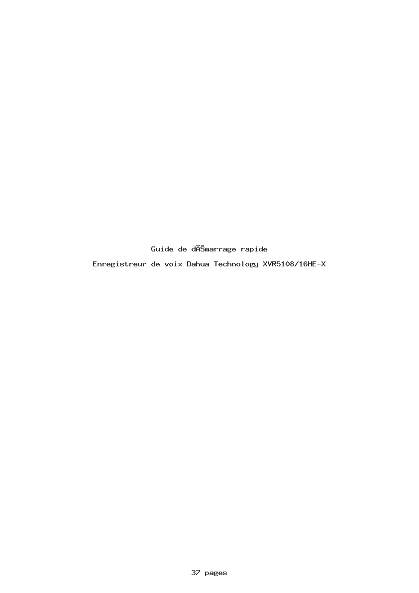 Page 1 de la notice Guide de démarrage rapide Dahua Technology XVR5108/16HE-X