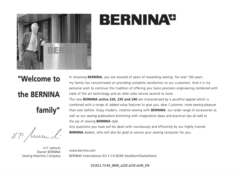 Page 1 de la notice Manuel utilisateur Bernina Activa 220