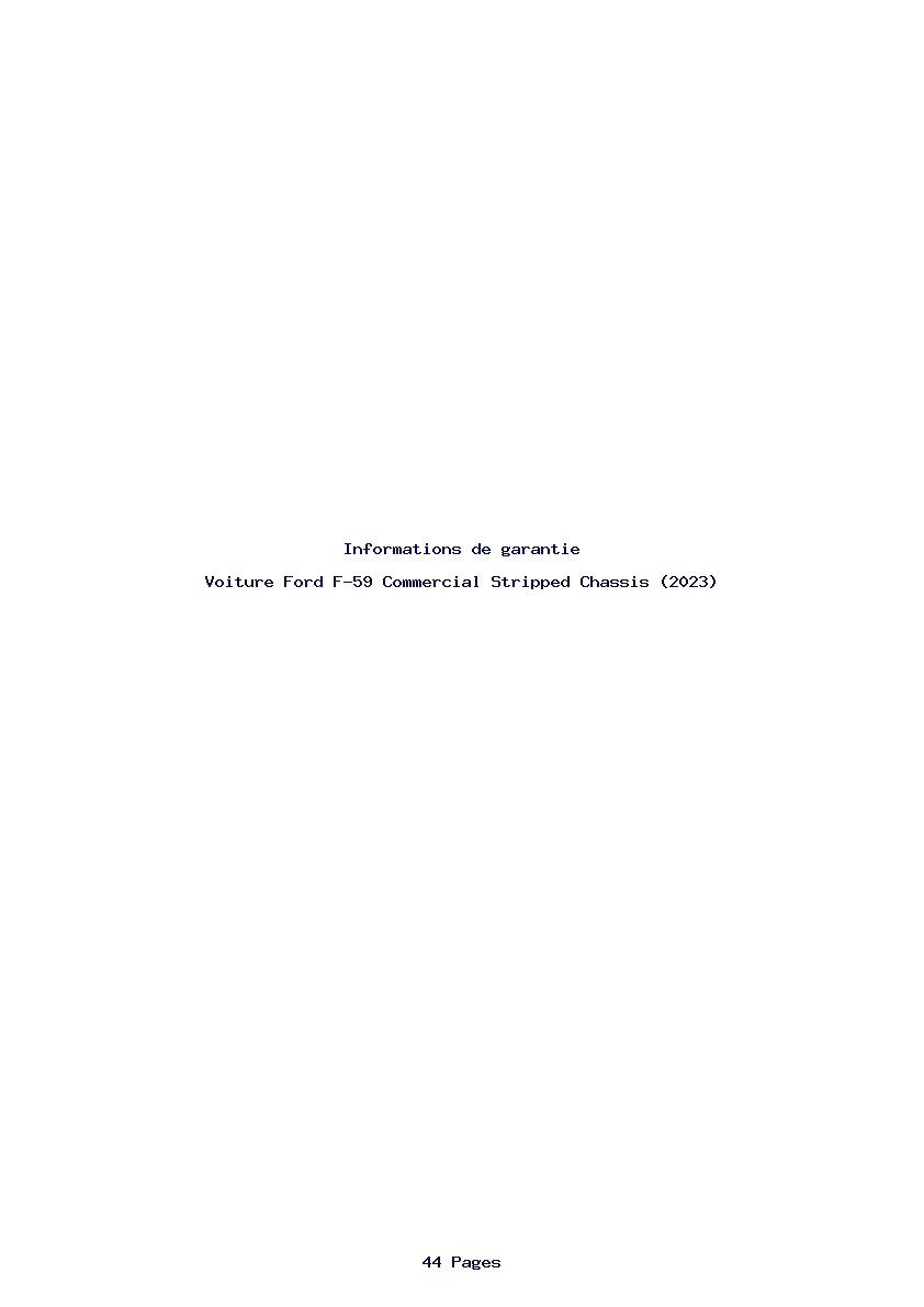 Page 1 de la notice Informations de garantie Ford F-59 Commercial Stripped Chassis (2023)