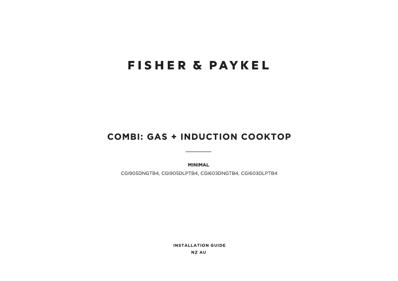 Page 1 de la notice Guide d'installation Fisher & Paykel CGI603DNGTB4
