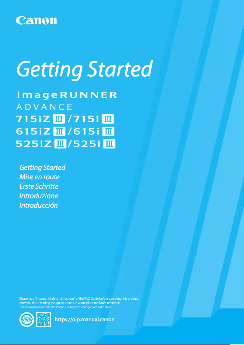 Page 1 de la notice Manuel utilisateur Canon imageRUNNER ADVANCE 715i III