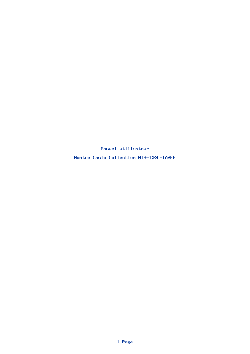 Page 1 de la notice Manuel utilisateur Casio Collection MTS-100L-1AVEF