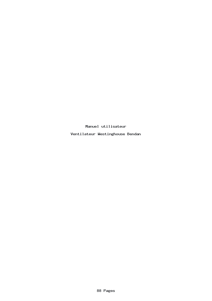 Page 1 de la notice Manuel utilisateur Westinghouse Bendan