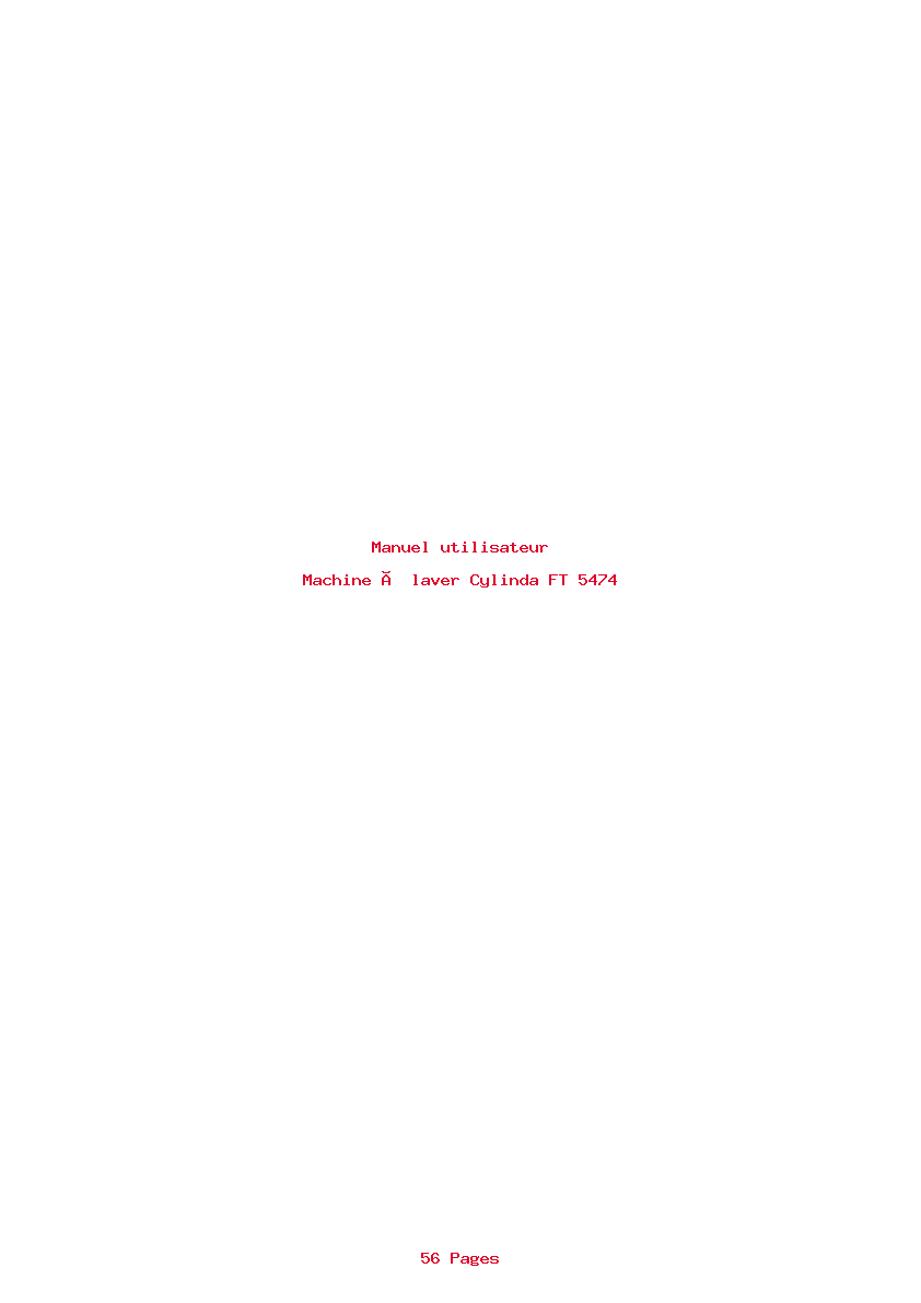 Page 1 de la notice Manuel utilisateur Cylinda FT 5474