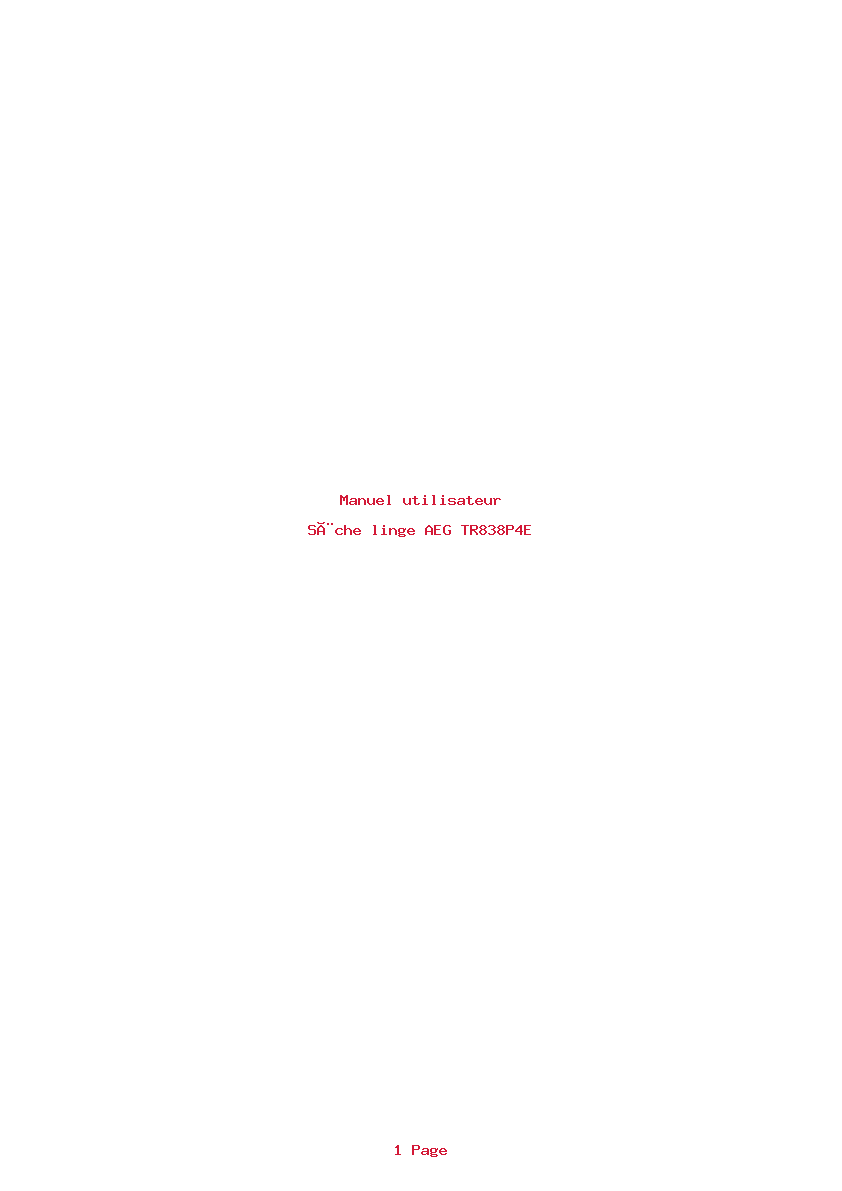 Page 1 de la notice Manuel utilisateur AEG TR838P4E