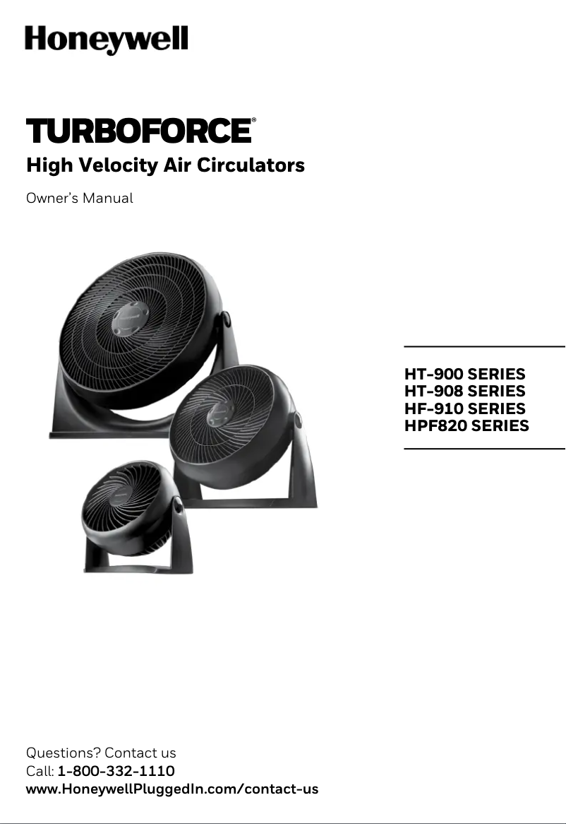 Page 1 de la notice Manuel utilisateur Honeywell HF-910 Turbo Force