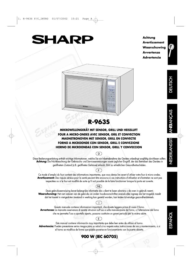 Página 1 del manual Manual de usuario Sharp R-963S
